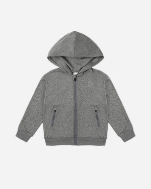 Zip-Up Tech Hoodie || Heathered Black