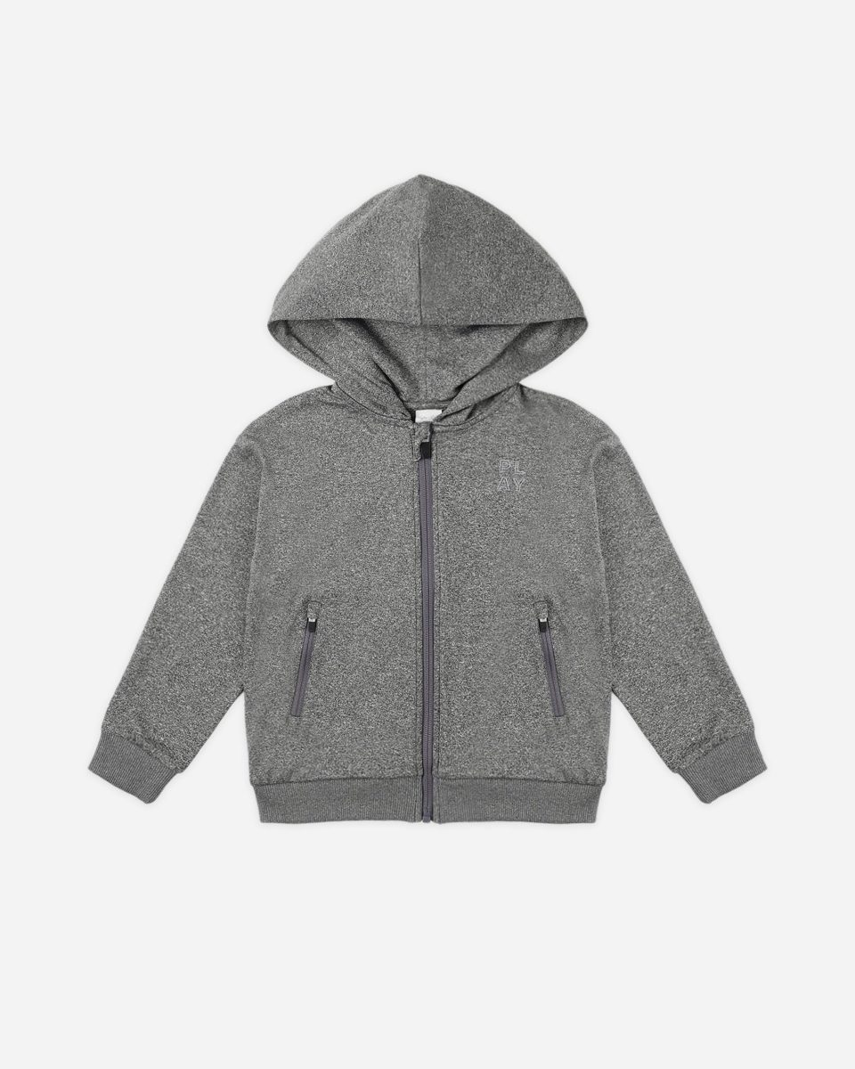 Zip-Up Tech Hoodie || Heathered Black