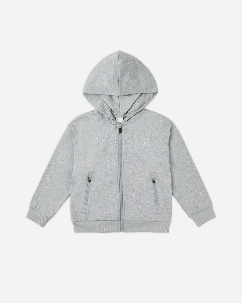 Zip-Up Tech Hoodie || Heathered Dusty Blue