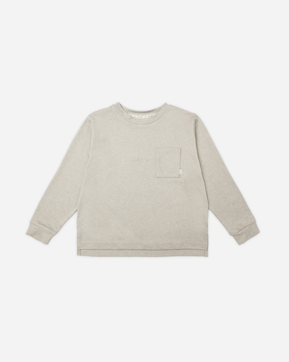 Long Sleeve Pocket Tee || Heathered Stone