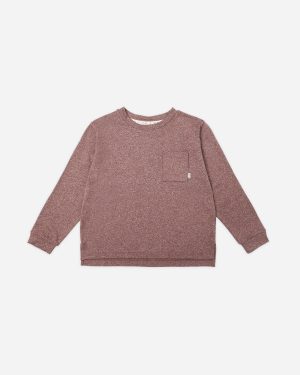 Long Sleeve Pocket Tee || Heathered Burgundy