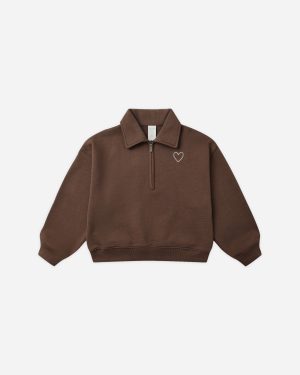 Quarter Zip Sweatshirt || Brown