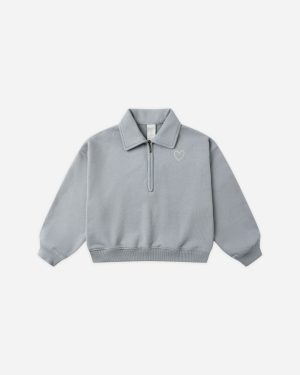 Quarter Zip Sweatshirt || Dusty Blue