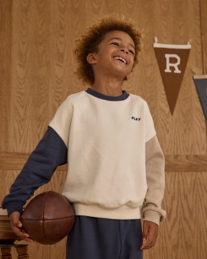 Relaxed Sweatshirt || Navy Color Block