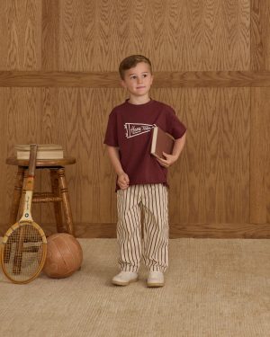 Relaxed Cargo Pant || Burgundy Pinstripe