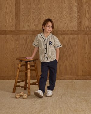 Baseball Shirt || Navy Pinstripe