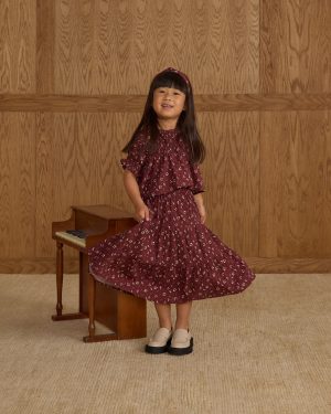 Ruffle Tiered Midi Skirt || Harvest Berry