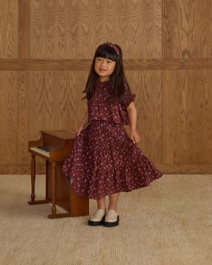 Ruffle Tiered Midi Skirt || Harvest Berry