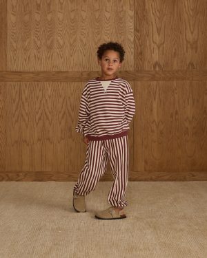 Oversized Crew || Burgundy Stripe