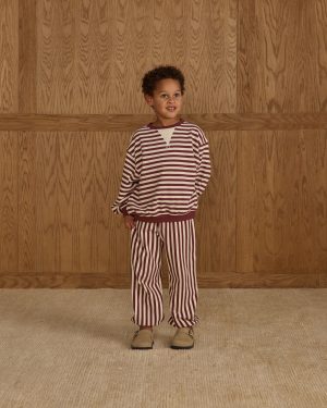Relaxed Jogger || Burgundy Stripe