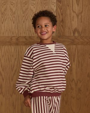 Oversized Crew || Burgundy Stripe