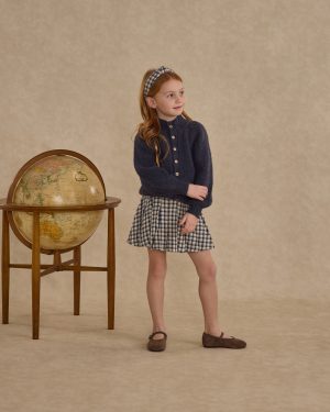 Pleated Mini Skirt || Navy Check