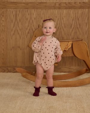 Spongey Knit Romper || Polka Dots