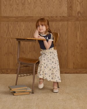 Ruffle Tiered Midi Skirt || Blue Floral