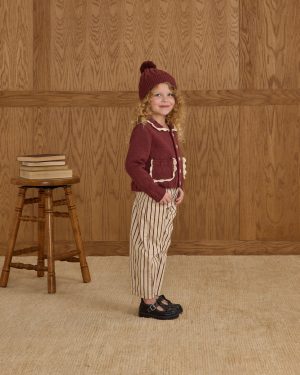 Barrel Pant || Burgundy Pinstripe