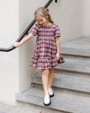 India Dress || Burgundy Plaid