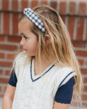Knotted Headband || Navy Check