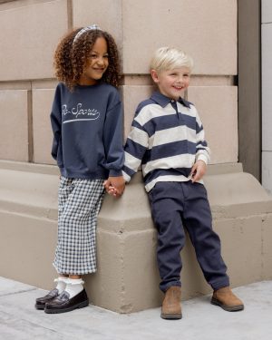 Wide Leg Pant || Navy Check