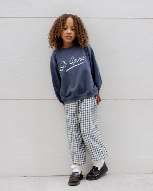 Wide Leg Pant || Navy Check
