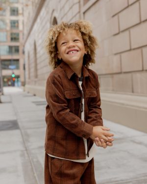 Pocketed Corduroy Shirt || Brown Plaid