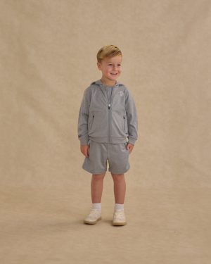 Zip-Up Tech Hoodie || Heathered Dusty Blue