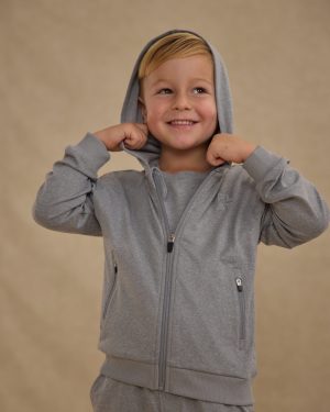 Zip-Up Tech Hoodie || Heathered Dusty Blue