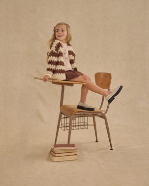 Bubble Knit Cardigan || Brown Stripe