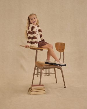 Bubble Knit Cardigan || Brown Stripe