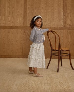 Ruffled Midi Skirt || Blue Vines