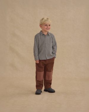 Collared Long Sleeve Shirt || Black Gingham