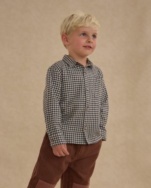 Collared Long Sleeve Shirt || Black Gingham