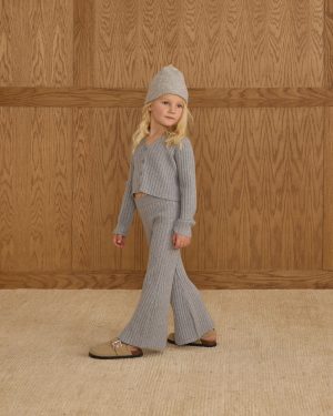 Long Sleeve Knit Button Top || Dusty Blue