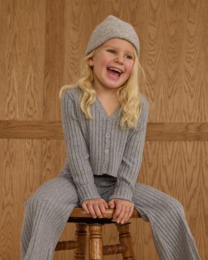 Long Sleeve Knit Button Top || Dusty Blue