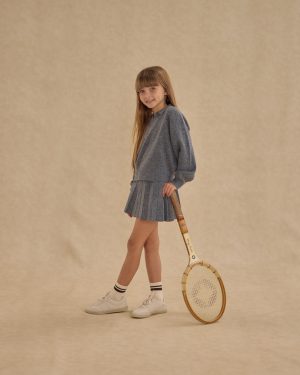 Knit Pleated Skirt || Heathered Grey