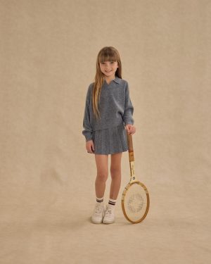 Knit Pleated Skirt || Heathered Grey