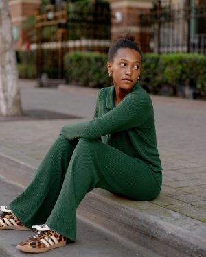 Knit Wide Leg Pant || Green