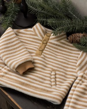 Snap Pullover || Toffee Stripe
