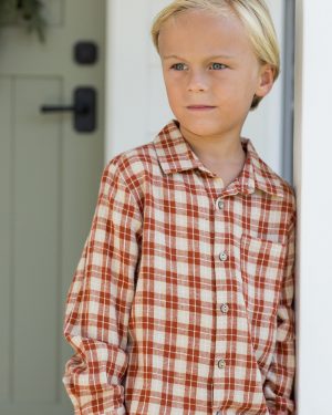 Collared Long Sleeve Shirt || Red Plaid