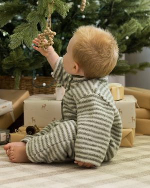 Fuzzy Winter Jumpsuit || Evergreen Stripe