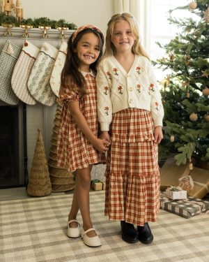 Ruffled Midi Skirt || Red Plaid