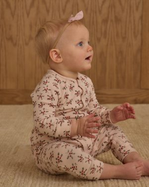 Organic Long John Pajamas || Holly Berry