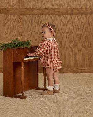Baby Bow Headband || Red Plaid