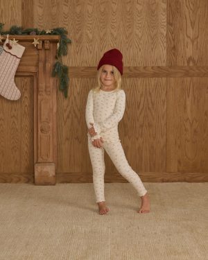 Ribbed Long Sleeve Top || Natural Ditsy