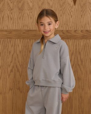 Quarter Zip Sweatshirt || Dusty Blue