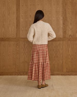 Tiered Midi Skirt || Red Plaid