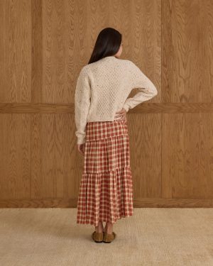 Tiered Midi Skirt || Red Plaid
