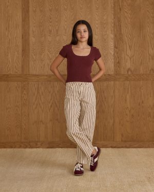 Barrel Pant || Burgundy Pinstripe