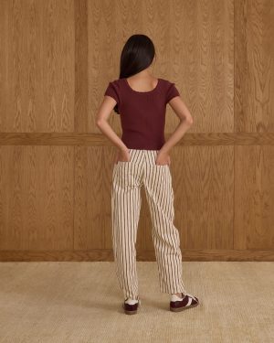 Barrel Pant || Burgundy Pinstripe