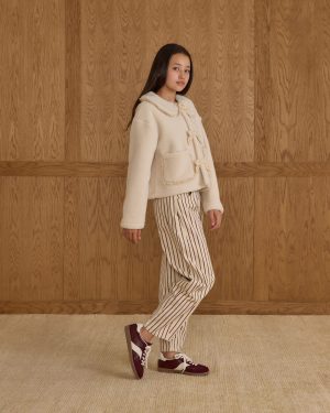 Shearling Collared Coat || Natural