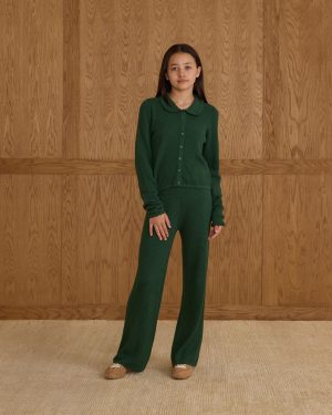 Knit Wide Leg Pant || Green
